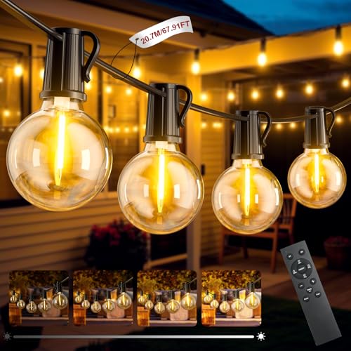 LED Lichterkette Außen, 20.7M/67.91FT Outdoor Lichterkette mit Timer, 30+1 G40 Lichterketten Glühbirnen Dimmbar, IP44 Wasserdicht Garten Beleuchtung Balkon Lichterketten für Außen Innen Dekoration von FIFlying
