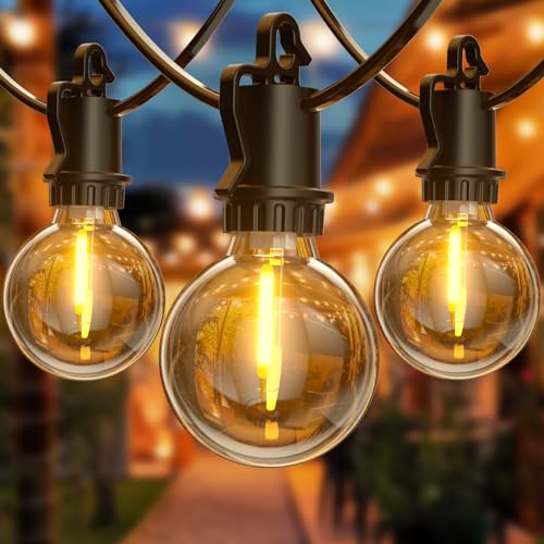 Lichterkette Außen Strom - LED Outdoor Lichterkette Glühbirnen Außen Innen Strom mit Stecker, 8,8M 28,9Ft 12+1 Warmweiße IP54 G40 Glühbirnen Plastik für Balkon Party Camping Garten Hochzeit Terrasse von FIFlying