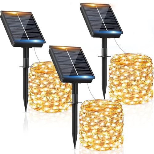 Solar Lichterkette Aussen, 3x12M 120 LED Solarlichterkette Außen Wetterfest 8 Modi IP65 Wasserdicht Solar Lichterkette Outdoor für Balkon Balcony Garten Terrasse Zaun Camping Tor Hof Party Hochzeit von FIFlying