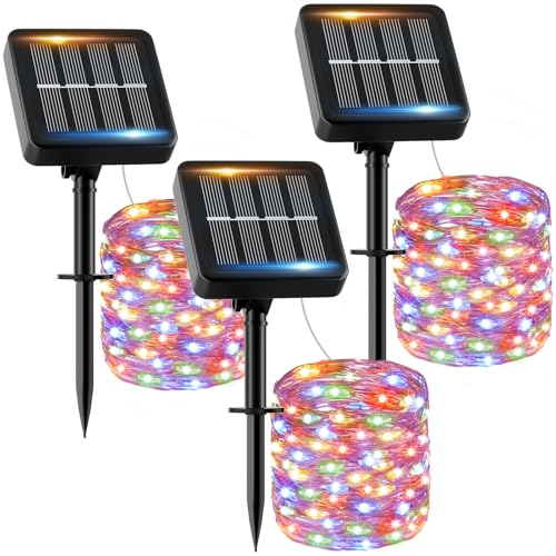 Solar Lichterkette Aussen, 3x12M 120 LED Solarlichterkette Außen Wetterfest 8 Modi IP65 Wasserdicht Solar Lichterkette Outdoor für Balkon Balcony Garten Terrasse Zaun Camping Tor Hof Party Hochzeit von FIFlying