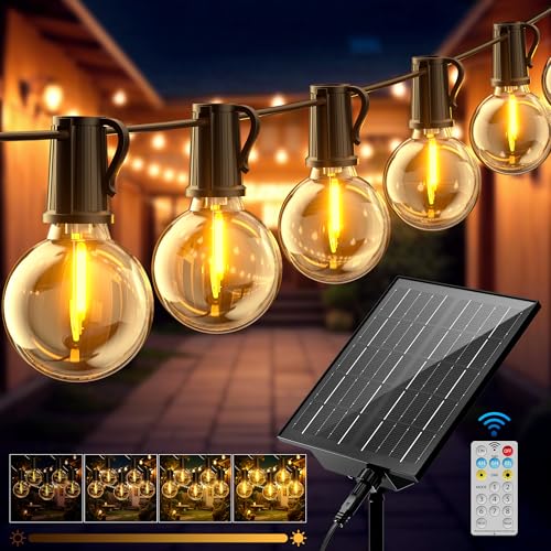 Solar Lichterkette Aussen Outdoor, LED Solarlichterkette Außen Wetterfest 17,1M 24+1 G40 Glühbirnen mit Fernbedienung 8 Modi 3 Timer IP44 Wasserdicht für Balkon Garten Pavillon Terrasse Hochzeit Party von FIFlying