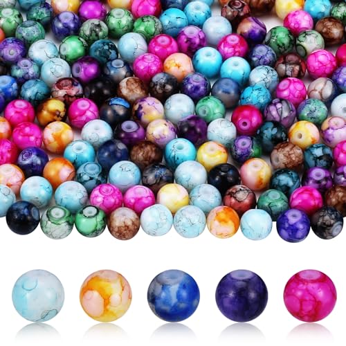 FIHODONE 220 Stück 8mm Perlen Glass Beads for Jewellery Making,Perlen für Armbänder Edelsteine mit Loch,Glasperlen zum Auffädeln Bunte Kinder, Perlenset zum Basteln für Armbänder Erwachsene FIHODONE 220 Stück 8mm Perlen Glass Beads for Jewellery Making,Perlen für Armbänder Edelsteine mit Loch,Glasperlen zum Auffädeln Bunte Kinder, Perlenset zum Basteln für Armbänder Erwachsene von FIHODONE