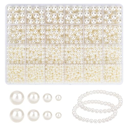 FIHODONE 2300 Stück Perlen zum Auffädeln, 4/6/8/10mm Beige Weiße Perlen set für Armbänder, Kunstperle Süßwasserperlen zum Auffädeln, für Perlenkette Hochzeit Dekoration Vasenfüller FIHODONE 2300 Stück Perlen zum Auffädeln, 4/6/8/10mm Beige Weiße Perlen set für Armbänder, Kunstperle Süßwasserperlen zum Auffädeln, für Perlenkette Hochzeit Dekoration Vasenfüller von FIHODONE