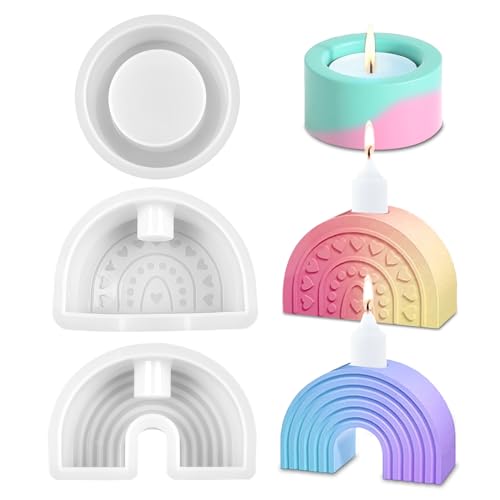 FIHODONE 3 Stück Silikonformen Gießformen,Regenbogen Silikonform Kerzenhalter,Raysin Gießformen Zylinder,Silikonform Weihnachten,Giessformen Epoxidharz Formen für DIY Kerzen Bastel Ornamente FIHODONE 3 Stück Silikonformen Gießformen,Regenbogen Silikonform Kerzenhalter,Raysin Gießformen Zylinder,Silikonform Weihnachten,Giessformen Epoxidharz Formen für DIY Kerzen Bastel Ornamente von FIHODONE