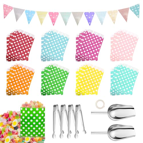 FIHODONE 87 Stück Candy Bar Zubehör Wellenpunkt, Enthält 80 Stück Candybar Tüten, 4 Zuckerzange, 2 Eisschaufel und 1 Girlande, Candybar Zubehör Set für Hochzeit Geburtstage Party FIHODONE 87 Stück Candy Bar Zubehör Wellenpunkt, Enthält 80 Stück Candybar Tüten, 4 Zuckerzange, 2 Eisschaufel und 1 Girlande, Candybar Zubehör Set für Hochzeit Geburtstage Party von FIHODONE