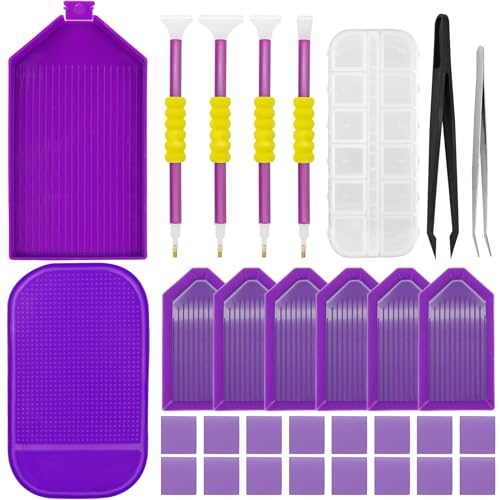 FIHODONE Diamond Painting Zubehör, 5D Diamond Painting Stift Set, mit Zubehör Boxen, Pinzette, Wachs, Aufbewahrung Schiffchen, Anti Rutsch Pad, Diamant Painting Werkzeuge & Zubehör FIHODONE Diamond Painting Zubehör, 5D Diamond Painting Stift Set, mit Zubehör Boxen, Pinzette, Wachs, Aufbewahrung Schiffchen, Anti Rutsch Pad, Diamant Painting Werkzeuge & Zubehör von FIHODONE