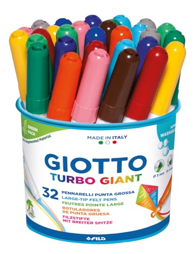 Giotto Turbo Giant Fasermaler mit konischer Spitze, Dose mit 32 Stück von FILA