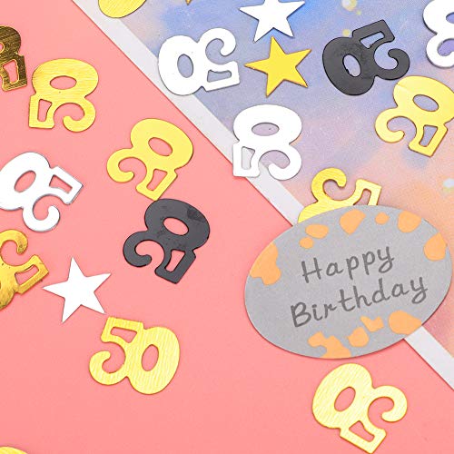 Geburtstagsparty-Zubehör, Konfetti, Elegante Tischdekoration für Kleidung, DIY, Schwarz, Gold, Silber, PVC, 600 Stück Konfetti + 12 Stück Papierkarten für Alle Altersgruppen (600 Geburtstagsparty-Zubehör, Konfetti, Elegante Tischdekoration für Kleidung, DIY, Schwarz, Gold, Silber, PVC, 600 Stück Konfetti + 12 Stück Papierkarten für Alle Altersgruppen (600 von FILFEEL