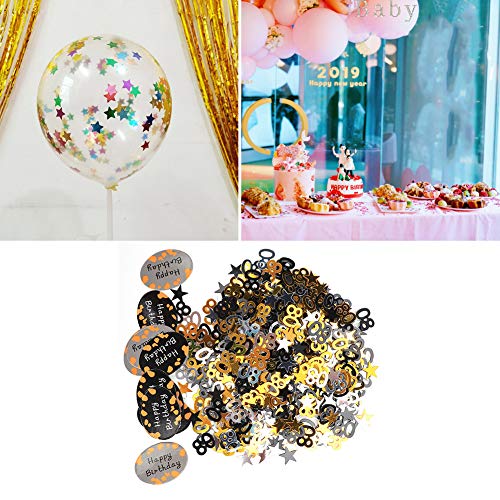 Geburtstagsparty-Zubehör, Konfetti, Elegante Tischdekoration für Kleidung, DIY, Schwarz, Gold, Silber, PVC, 600 Stück Konfetti + 12 Stück Papierkarten für Alle Altersgruppen (600 Geburtstagsparty-Zubehör, Konfetti, Elegante Tischdekoration für Kleidung, DIY, Schwarz, Gold, Silber, PVC, 600 Stück Konfetti + 12 Stück Papierkarten für Alle Altersgruppen (600 von FILFEEL