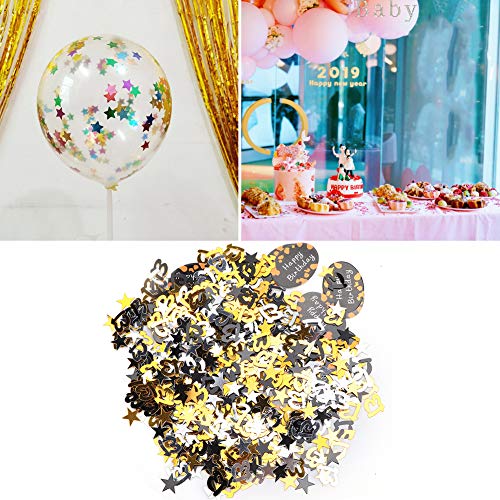 Geburtstagsparty-Zubehör, Konfetti, Elegante Tischdekoration für Kleidung, DIY, Schwarz, Gold, Silber, PVC, 600 Stück Konfetti + 12 Stück Papierkarten für Alle Altersgruppen (600 Geburtstagsparty-Zubehör, Konfetti, Elegante Tischdekoration für Kleidung, DIY, Schwarz, Gold, Silber, PVC, 600 Stück Konfetti + 12 Stück Papierkarten für Alle Altersgruppen (600 von FILFEEL