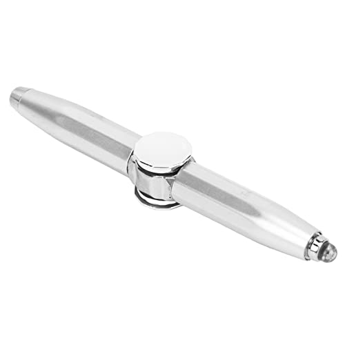 Stift mit LED-Licht, leuchtender Gyro Kugelschreiber mit Fingerspitze, rotierender Finger Schreibstift zum Stressabbau (10,5 x 1,5 cm) – sanft rotierend (SILVER) von FILFEEL