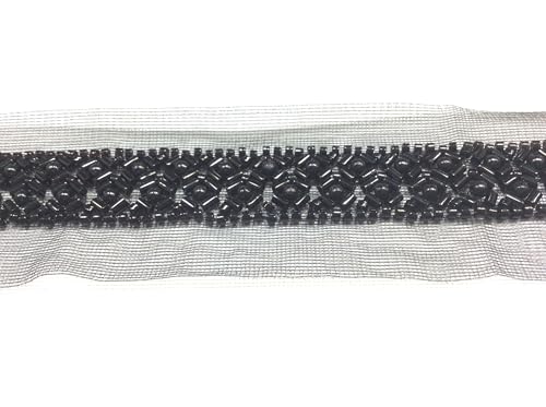 1 m dekorative Borte mit schwarzen Perlen, Zierband zum Nähen, 2 cm 1 m dekorative Borte mit schwarzen Perlen, Zierband zum Nähen, 2 cm von FILMODA