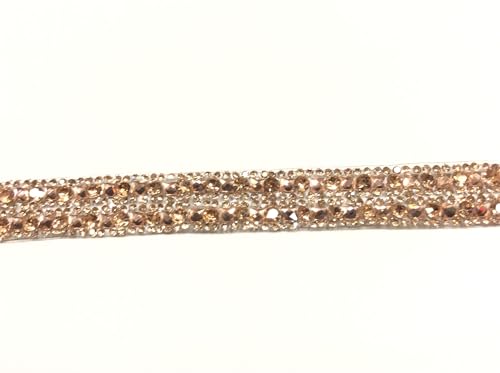 Dekorative Borte zum Aufbügeln, Strasssteine, 2 cm x 1 m, Roségold und Silber (Roségold) von FILMODA