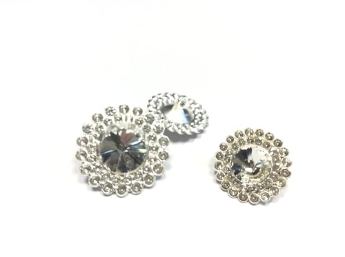 Dekorativer Schmuckknopf mit Kristallen, 2,5 cm, silber von FILMODA