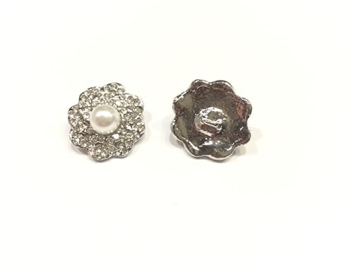 Knopf Deko Blume mit Perle Strass Farbe silber 1 Stück Knopf Deko Blume mit Perle Strass Farbe silber 1 Stück von FILMODA