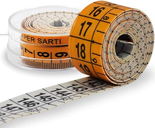 Maßband zum Schneidern, 1,5 Meter, Packung mit 48 Stück, weicher gelber Zentimeter mit praktischer Schutzhülle aus hartem Kunststoff, professionell, rollbar mit doppelter Graduierung Maßband zum Schneidern, 1,5 Meter, Packung mit 48 Stück, weicher gelber Zentimeter mit praktischer Schutzhülle aus hartem Kunststoff, professionell, rollbar mit doppelter Graduierung von FILMODA