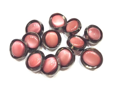 Set mit 12 Vintage-Knöpfen, Metall und Harz, Rosa, klassisches Design Set mit 12 Vintage-Knöpfen, Metall und Harz, Rosa, klassisches Design von FILMODA