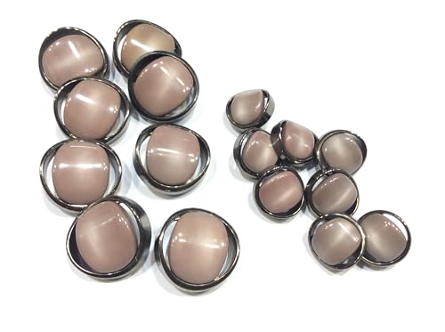 Vintage-Knöpfe aus Harz, Farbe Beige-Rosa, Rand mit Metallic-Effekt, Set mit 20 Stück Vintage-Knöpfe aus Harz, Farbe Beige-Rosa, Rand mit Metallic-Effekt, Set mit 20 Stück von FILMODA