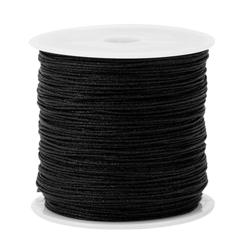 FILOEEX Gummiband für Armbänder,0.8mm x 100m Bunte Elastische Faden,Schmuckherstellung Schnur Perlen,Armband Schnur für Armband,Schmuck,Halskette,Basteln,Geflochtenes Haargummi (SCHWARZ) von FILOEEX