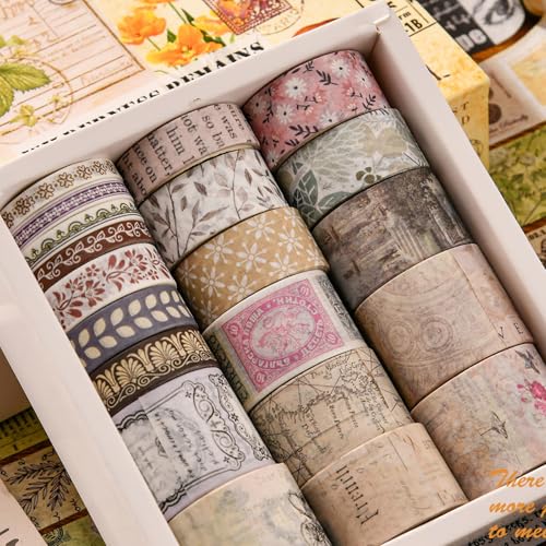 FILOEEX Washi Tape Set,20 Rollen Vintage Washi Klebeband Set,Scrapbook Stickers Vintage,Dekoratives Washi-Tape,Klebeband Bunt für Kunst,DIY Handwerk,Tagebuch,Planer,Scrapbook,Verpackung (MIX A) von FILOEEX