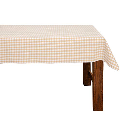 FILU Tischdecke 100 x 140 cm Beige/Weiß kariert (Farbe und Größe wählbar) - hochwertig gefertigtes Tischtuch aus 100% Baumwolle von FILU