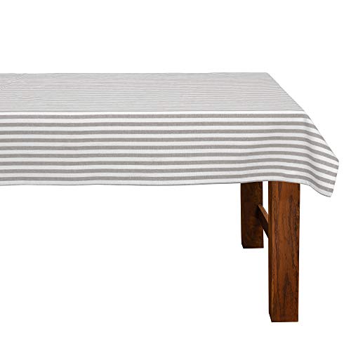 FILU Tischdecke 100 x 140 cm Grau/Weiß gestreift (Farbe und Größe wählbar) - hochwertig gefertigtes Tischtuch aus 100% Baumwolle von FILU