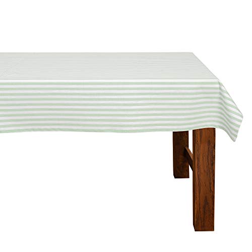 FILU Tischdecke 130 x 160 cm Mint/Weiß gestreift (Farbe und Größe wählbar) - hochwertig gefertigtes Tischtuch aus 100% Baumwolle von FILU