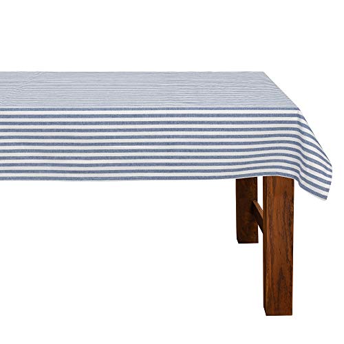 FILU Tischdecke 130 x 220 cm Blau/Weiß gestreift (Farbe und Größe wählbar) - hochwertig gefertigtes Tischtuch aus 100% Baumwolle von FILU