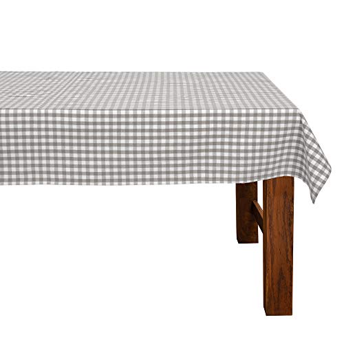 FILU Tischdecke 140 x 140 cm Grau/Weiß kariert (Farbe und Größe wählbar) - hochwertig gefertigtes Tischtuch aus 100% Baumwolle von FILU