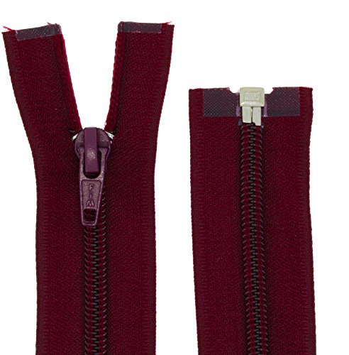 FIM Reißverschluss Kunststoff Spirale Nr.5 Teilbar für Jacken Farbe: 12 - weinrot(181), 80cm lang von FIM
