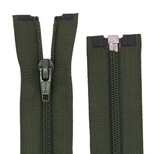 FIM Reißverschluss Kunststoff Spirale Nr.5 Teilbar für Jacken Farbe: 21 - olivegrün(327), 40cm lang von FIM