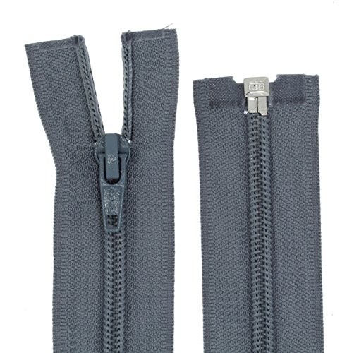 FIM Reißverschluss Kunststoff Spirale Nr.5 Teilbar für Jacken Farbe: 30 - Mittelgrau(319), 55cm lang von FIM