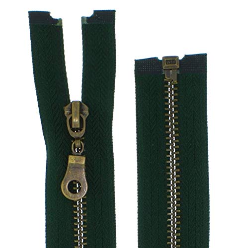 FIM Reißverschluss Metall Nr. 5 mittelgrob Brüniert Teilbar für Jacken Farbe: 13 - dunkelgrün(273), 50cm lang von FIM