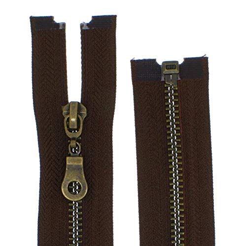 FIM Reißverschluss Metall Nr. 5 mittelgrob Brüniert Teilbar für Jacken Farbe: 17 - Schokobraun(303), 75cm lang von FIM