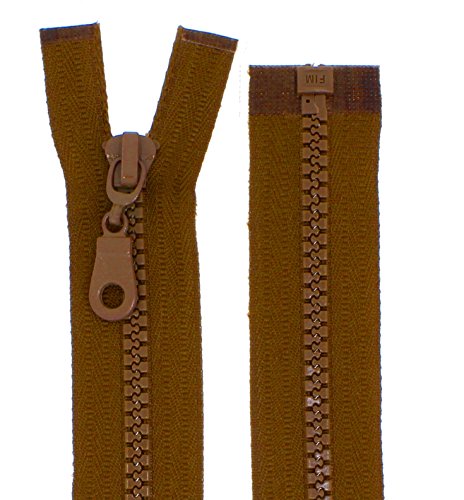 FIM Reißverschluss Plastik Zähne Nr.5 mittelgrob Teilbar für Jacken Farbe: 25 - ockerbraun(300), 50cm lang von FIM