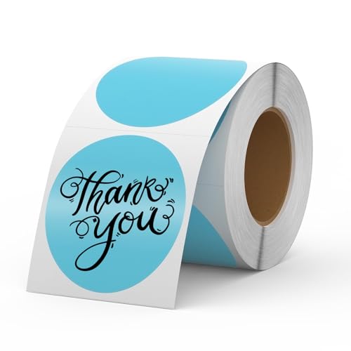 FINDAT Blau 50 mm Runde klebepunkte Thermo-Aufkleber Vinyl Rolle Selbstklebende Thermo-Etiketten Kreis Wasserdichtes Drucker Etiketten für Büro Logo Design QR Versand 500 Stück von FINDAT