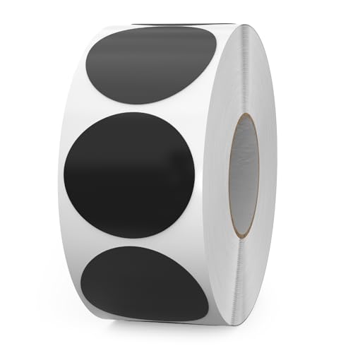 FINDAT Schwarz Selbstklebend Etiketten 38 mm Rund Vinyl Rolle Wasserdichte Klebeetiketten Universal Aufkleber für Büro DIY Umzug Lagerregale 1000 Stück von FINDAT