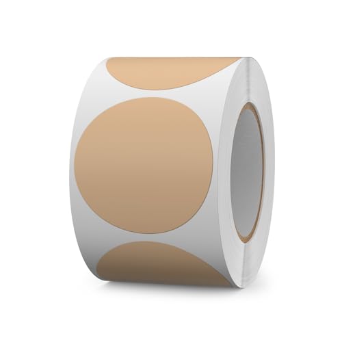 FINDAT Braun Selbstklebend Etiketten 50 mm Rund Vinyl Rolle Wasserdichte Klebeetiketten Universal Aufkleber für Büro DIY Umzug Lagerregale 500 Stück von FINDAT