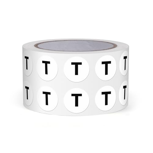 FINDAT Buchstabe T Dot Aufkleber 13mm selbstklebende Vinyl wasserfest Großbuchstaben Alphabet Rund Etiketten für Lagerhäuser Schulen Fabriken Gewerbe 1000 Stück von FINDAT