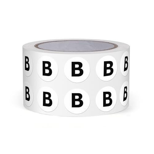 FINDAT Buchstabe B Dot Aufkleber 13mm selbstklebende Vinyl wasserfest Großbuchstaben Alphabet Rund Etiketten für Lagerhäuser Schulen Fabriken Gewerbe 1000 Stück von FINDAT