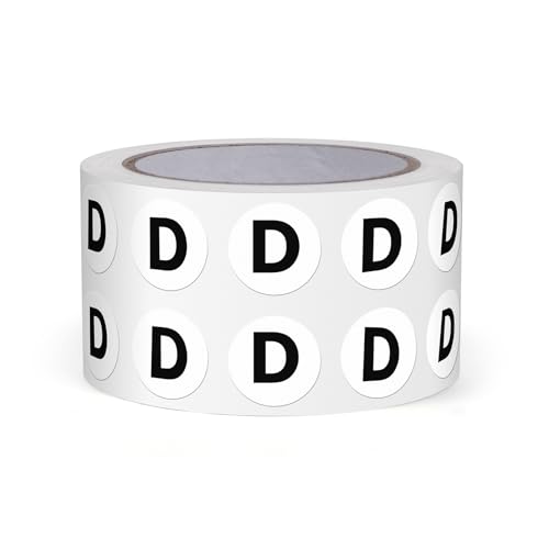 FINDAT Buchstabe D Dot Aufkleber 13mm selbstklebende Vinyl wasserfest Großbuchstaben Alphabet Rund Etiketten für Lagerhäuser Schulen Fabriken Gewerbe 1000 Stück von FINDAT
