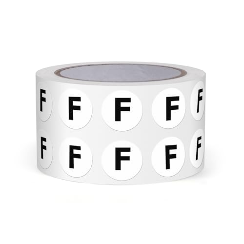FINDAT Buchstabe F Dot Aufkleber 13mm selbstklebende Vinyl wasserfest Großbuchstaben Alphabet Rund Etiketten für Lagerhäuser Schulen Fabriken Gewerbe 1000 Stück von FINDAT