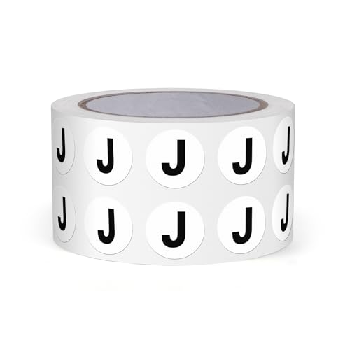 FINDAT Buchstabe J Dot Aufkleber 13mm selbstklebende Vinyl wasserfest Großbuchstaben Alphabet Rund Etiketten für Lagerhäuser Schulen Fabriken Gewerbe 1000 Stück von FINDAT