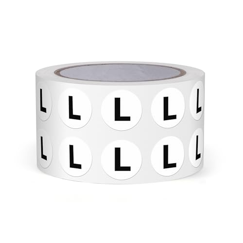 FINDAT Buchstabe L Dot Aufkleber 13mm selbstklebende Vinyl wasserfest Großbuchstaben Alphabet Rund Etiketten für Lagerhäuser Schulen Fabriken Gewerbe 1000 Stück von FINDAT