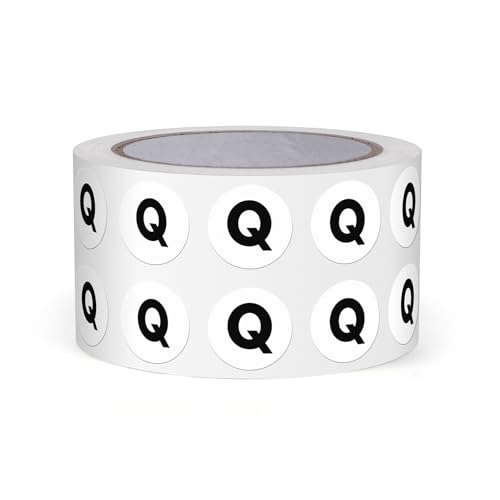FINDAT Buchstabe Q Dot Aufkleber 13mm selbstklebende Vinyl wasserfest Großbuchstaben Alphabet Rund Etiketten für Lagerhäuser Schulen Fabriken Gewerbe 1000 Stück von FINDAT