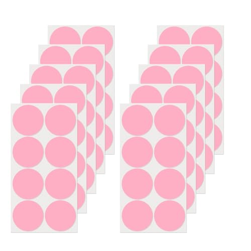 FINDAT Klebepunkt Etiketten 50 mm Rund Kleine Wasserfeste Markierungspunkte Selbstklebende Aufkleber zum Beschriften für Büro Haus Küche Name 80 Stück Rosa von FINDAT