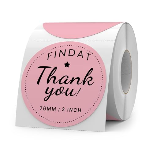 FINDAT Rosa 76 mm Runde Etiketten Rolle Selbstklebende Drucker Etiketten Kreis Vinyl Wasserdichtes Klebepunkte Aufkleber für Büro Logo Design QR Versand 500 Stück von FINDAT