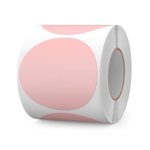 FINDAT Rosa Selbstklebend Etiketten 76 mm Rund Vinyl Rolle Wasserdichte Klebeetiketten Universal Aufkleber für Büro DIY Umzug Lagerregale 500 Stück von FINDAT