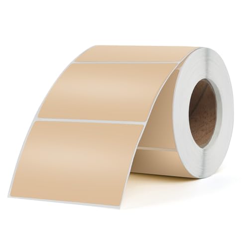 FINDAT Khaki Thermo-Etiketten 76 x 50 mm Vinyl Rolle Selbstklebende Thermo-Aufkleber Wasserdichtes Rechteck Drucker Etiketten für Büro DIY Design Barcode Versand 500 Stück von FINDAT
