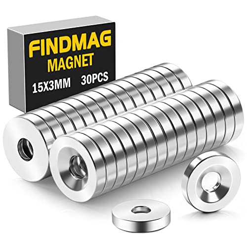 FINDMAG Neodym Magnete Stark, 30 Stück 15 mm x 3 mm Magnete mit Löchern, Kühlschrankmagnete, Magnete für Magnettafel, Magnete für Whiteboard, Kleine Magnete, Magnete für Wand, Bretter, Werkzeuge, DIY FINDMAG Neodym Magnete Stark, 30 Stück 15 mm x 3 mm Magnete mit Löchern, Kühlschrankmagnete, Magnete für Magnettafel, Magnete für Whiteboard, Kleine Magnete, Magnete für Wand, Bretter, Werkzeuge, DIY von FINDMAG